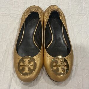 LTory Burch Gold Ballet Slippers​​​​​​​